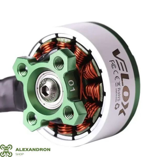 Двигун T-Motor Velox V2207 V3 Green 1950KV 5-6S для FPV дрона 5 дюймів 345345 фото