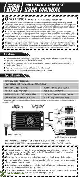 Відеопередавач для дрона Rush TANK MAX Solo 4.9-5.8GHz VTX 2500mW FPV-7492108347 фото