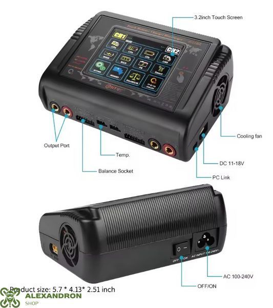 Двохканальний зарядний пристрій для акумуляторів HTRC K6 PRO T400 Duo 400W з вбудованим блоком живлення 37838888866211 фото