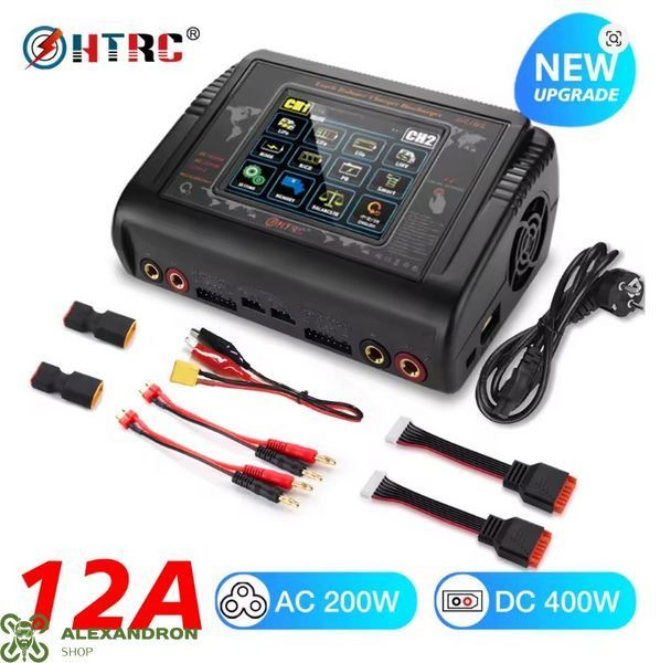 Двохканальний зарядний пристрій для акумуляторів HTRC K6 PRO T400 Duo 400W з вбудованим блоком живлення 37838888866211 фото