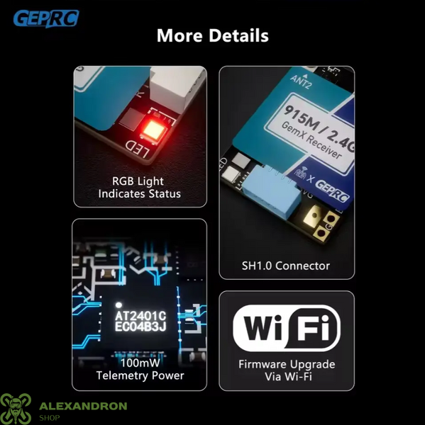 Двочастотний FPV приймач GEPRC ELRS 915M/2.4G Gemini Xrossband  789587095090005 фото