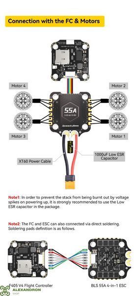 SpeedyBee F405 V4 BLS 55A Cтек для FPV дрона, польотний контролер та регулятор моторів FPV-0043 фото