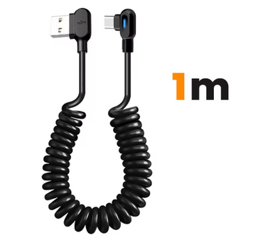 Шнур пружинка USB Type-A / USB Type-C, 1м, 6А 35236571257523544 фото