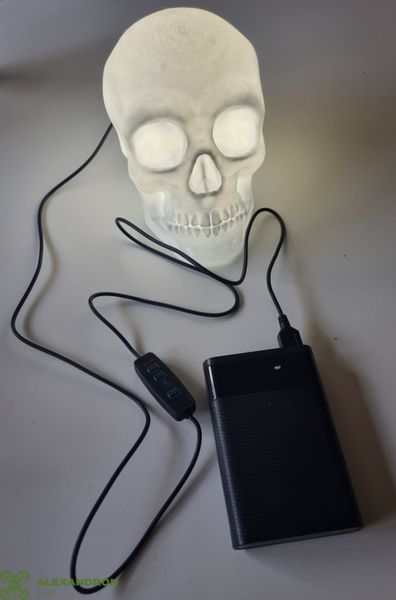 Череп USB світильник білий з регулюванням яскравості 9900780789665465 фото