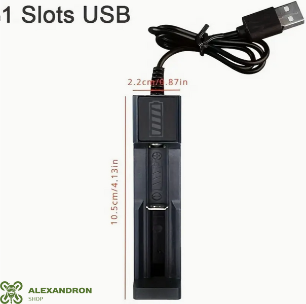 USB-зарядний пристрій для 18650 літій-іонних акумуляторів з LED-індикатором на один або два елементи 56756569098089091 фото